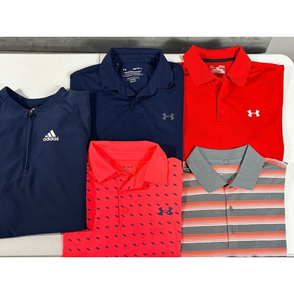 Under Armour Nike Adidas Golf Polo Shirt Mens Medium Short Sleeve Lot 5